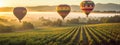 Generative AI - Hot Air Balloon Ride Over Beautiful Napa Valley, California, United States Banner