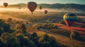 Dozens of Hot Air Balloons Over Beautiful Napa Valley, California, United States - Generative AI