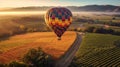 Dreamy Hot Air Balloon Ride Over Beautiful Napa Valley, California, United States - Generative AI