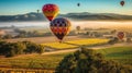 Seven Hot Air Balloon Ride Over Beautiful Napa Valley, California, United States - Generative AI