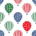 Hot air balloon seamless pattern. Bright colors hot air balloons design. Royalty Free Stock Photo