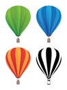 Hot Air Balloon Set in Green, Blue, Red Orange, and Black Line Art, Isolated Vector Illustration Royalty Free Stock Photo