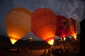 Hot air balloon show on ancient temple in Thailand International Balloon Festival 2009.