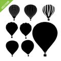 Hot air balloon silhouettes vector Royalty Free Stock Photo