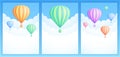 Hot air balloon sky adventure banner collection Royalty Free Stock Photo