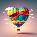 Hot air balloon in the sky with clouds. 3d illustration.