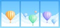 Hot air balloon sky flight carnival template set Royalty Free Stock Photo