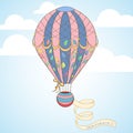 Hot air balloon in the sky invitation card Royalty Free Stock Photo