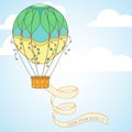 Hot air balloon in the sky invitation card Royalty Free Stock Photo