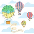 Hot air balloon in the sky invitation card Royalty Free Stock Photo