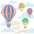 Hot air balloon in the sky invitation card Royalty Free Stock Photo