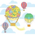 Hot air balloon in the sky invitation card Royalty Free Stock Photo