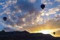 hot air balloon on the sky at sunrise background