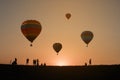 Hot air balloon in the sky sunset background