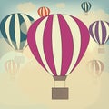 Hot air balloon in the sky vector illustration background greeting card