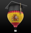 Hot Air Balloon with Spanish flag and Graduation cap