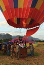 Hot air balloon start in vang vieng