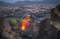 Hot-air balloon starting in Cappadocia