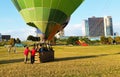 Hot air balloon starting to fly Royalty Free Stock Photo