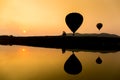 Hot air balloon in sunset Royalty Free Stock Photo