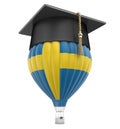 Hot Air Balloon with Swedish flag and Graduation cap