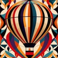 Hot air balloon transport, elegant vintage retro art deco style illustration