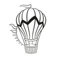 Hot air balloon. Air transport. Travel in the sky. Hand drawn air balloon