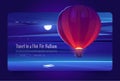 Hot air balloon travel flight cartoon landing page