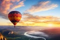 Hot air balloon travel to the sun