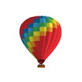 Hot air balloon vector illustration. Graphic isolated rainbow red colorful aircraft. Balloon festival