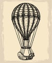 Hot Air Balloon vector logo design template. retro airship or transport icon. Sketch on a vintage background.