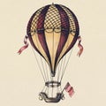 Hot air balloon vintage style illustration