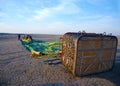 A team of helpers prepares the start of a hot air balloon