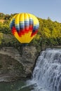 Hot Air Ballooning Over The Middle Falls At Letchworth State Par Royalty Free Stock Photo