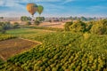 Hot air ballooning over northern India. Royalty Free Stock Photo