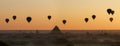 Hot air balloons above Bagan in Myanmar. Bagan is an ancient city with thousands of historic buddhist temples and stupas. Bagan My Royalty Free Stock Photo