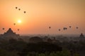 Hot air balloons in Bagan at sunrise Royalty Free Stock Photo