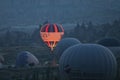 Hot Air Balloons in Cappadocia Valleys Royalty Free Stock Photo