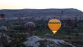 Hot Air Balloons in Cappadocia Valleys Royalty Free Stock Photo