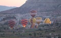 Hot Air Balloons in Cappadocia Valleys Royalty Free Stock Photo