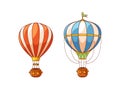 Hot Air Balloons Cartoon Vector Illustration. Aerostats That Ascend When Heated Air Inside The Envelope Becomes Lighter Royalty Free Stock Photo