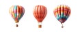 Hot air balloons collection isolated on white background