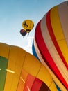 Hot Air Balloons in Flight and on the Ground at the Big Sky Ball Royalty Free Stock Photo
