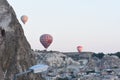 Hot air balloons flying over Cappadocia, Turkey