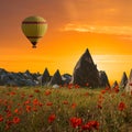 Hot air balloons flying over Cappadocia, Turkey Royalty Free Stock Photo