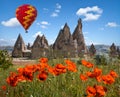 Hot air balloons flying over Cappadocia, Turkey Royalty Free Stock Photo