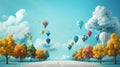 Hot Air Balloons Flying Over A Road Royalty Free Stock Photo