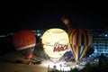 Hot air balloons night glow Royalty Free Stock Photo