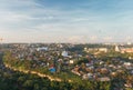 Hot air balloons over the beautiful old town Royalty Free Stock Photo