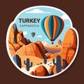 Hot air balloons over Cappadocia rocks landscape. Royalty Free Stock Photo